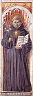 Nicholas Paintings - St Nicholas of Tolentino (on the pillar) by Benozzo di Lese di Sandro Gozzoli